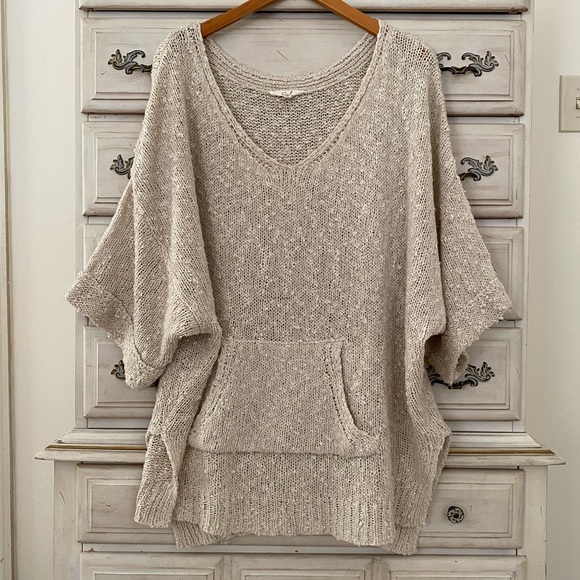 Vici Sweaters - Vici Oatmeal Pocketed Poncho Sweater